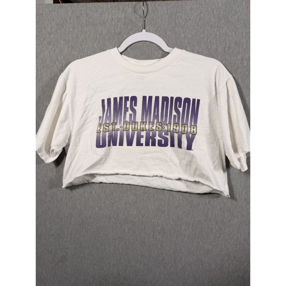 TRT Classics Women's James Madison University Crop Top T-Shirt White Size M